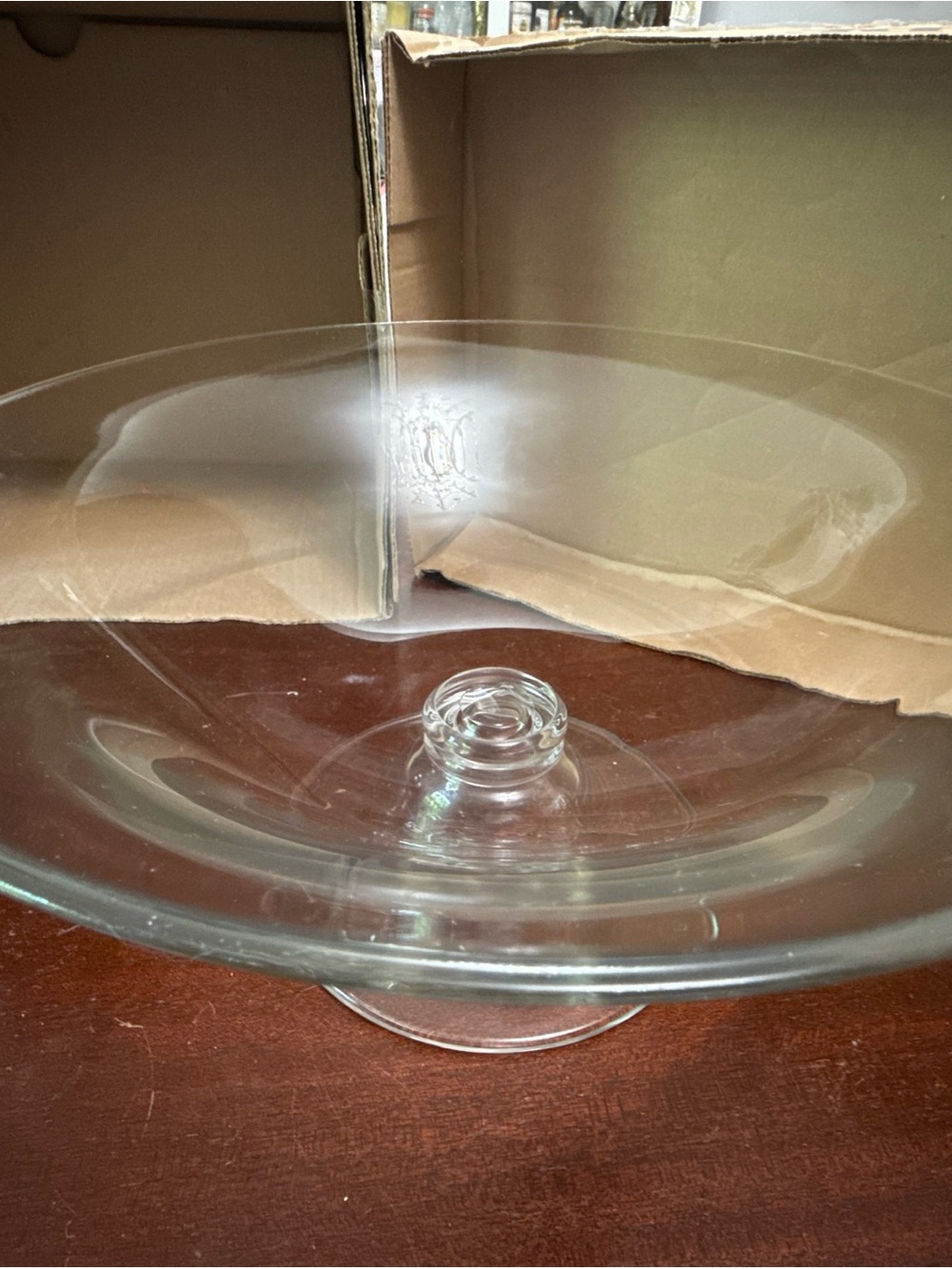 Krosno Poland Blown Glass 14” Footed Pedestal Centerpiece Bowl Crate & Barrel